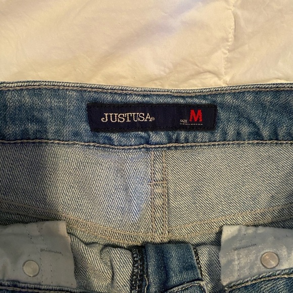 High-Waisted Distressed Medium Wash Jean Shorts - Picture 2 of 5